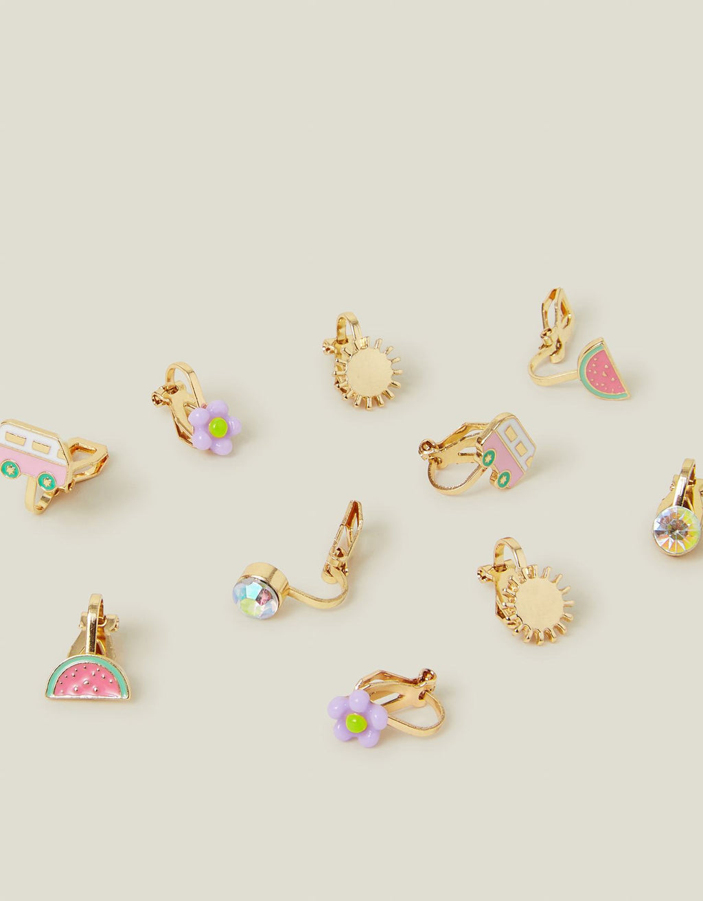 10-Pack Girls Fruit Clip-On Earrings