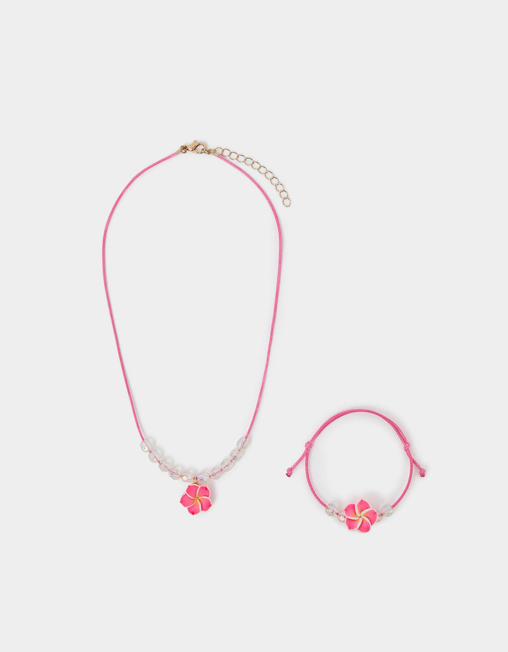 Girls Tropical Flower Necklace and Bracelet Set