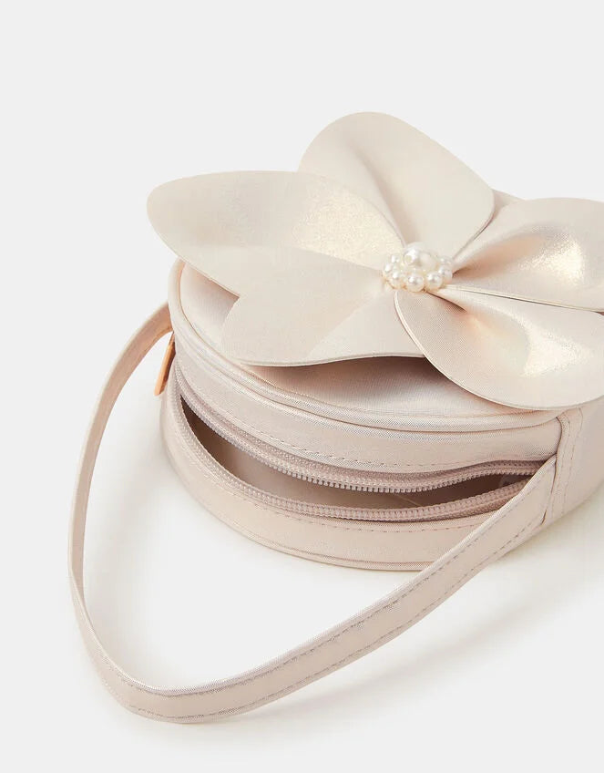 Girls Applique Flower Handbag - Gold