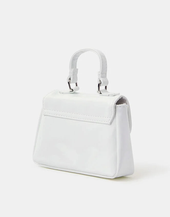 Girls Applique Flower Handbag - Ivory