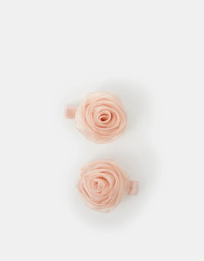 2-Pack Girls Fabric Flower Hair Clips