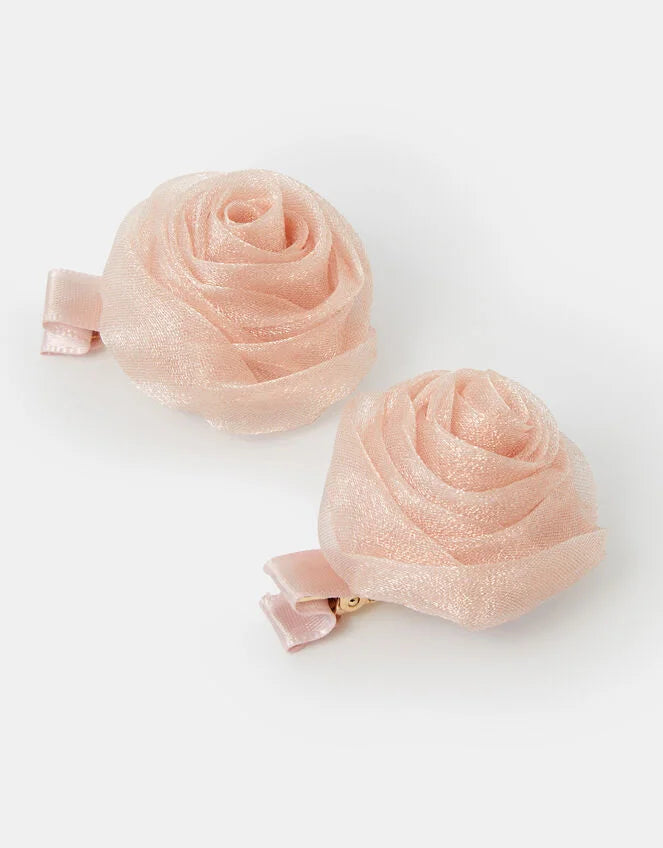 2-Pack Girls Fabric Flower Hair Clips