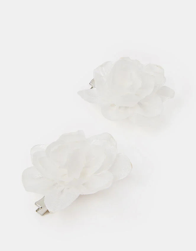 2-Pack Girls Fabric Flower Hair Clips