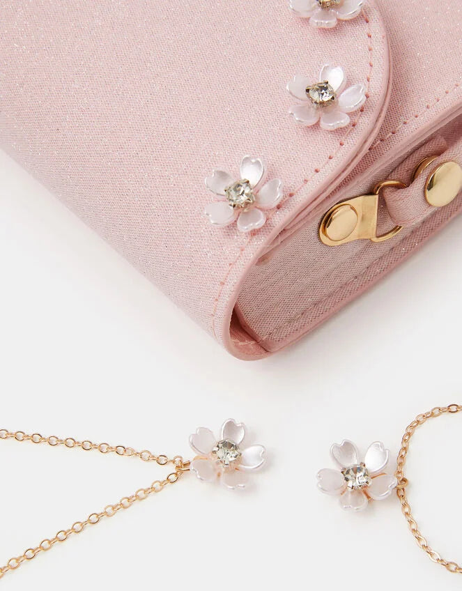 Girls Jewel Flower Bag & Jewellery Set