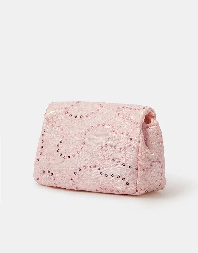Girls Lace Rosette Sequin Bag