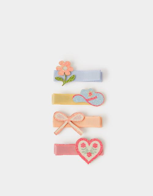 4-Pack Girls Western Hair Clips Multi