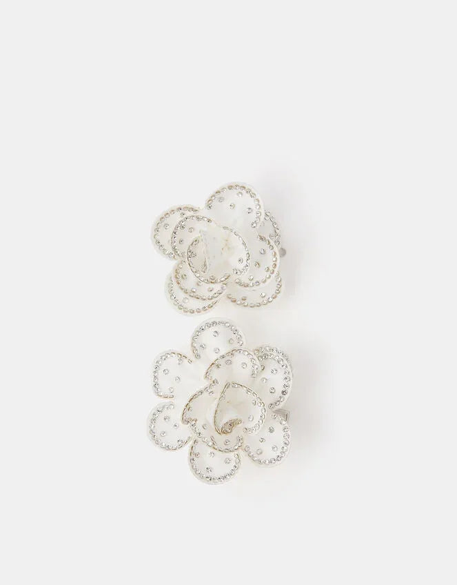 2-Pack Girls Diamante Flower Hair Clips
