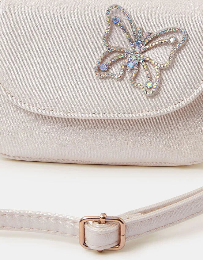 Girls Diamante Butterfly Crossbody Bag