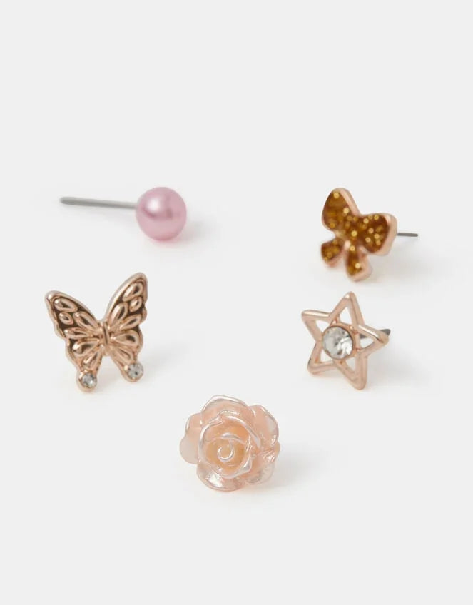5-Pack Sparkle Bow Stud Earrings