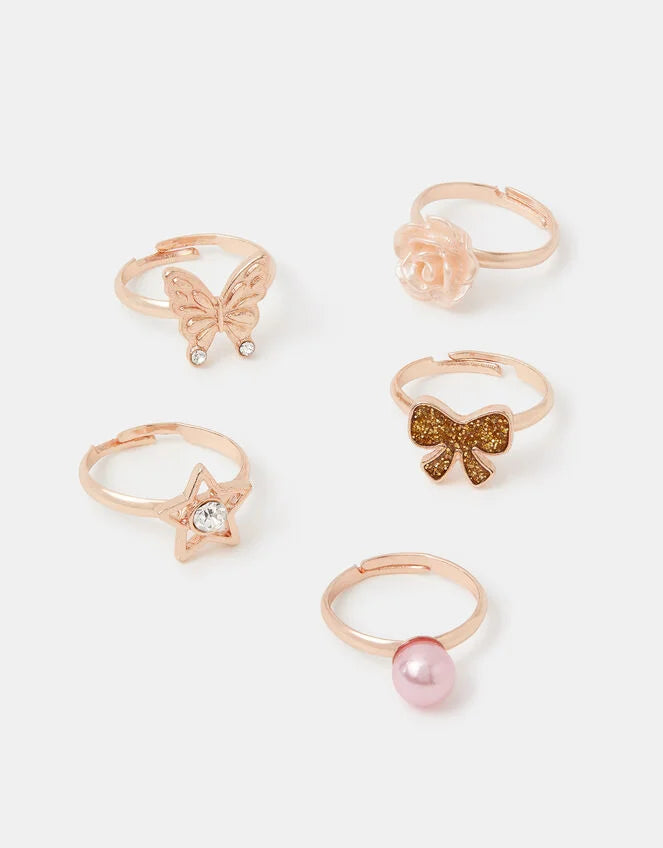 Girls Butterfly Bow Ring Set