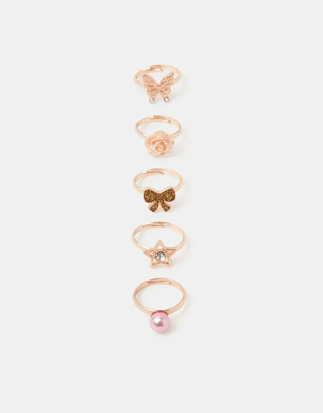 Girls Butterfly Bow Ring Set
