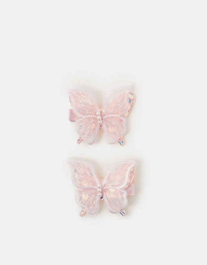 2-Pack Girls Sequin Butterfly Hair Clips