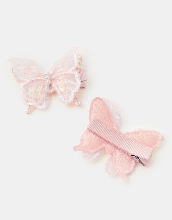 2-Pack Girls Sequin Butterfly Hair Clips