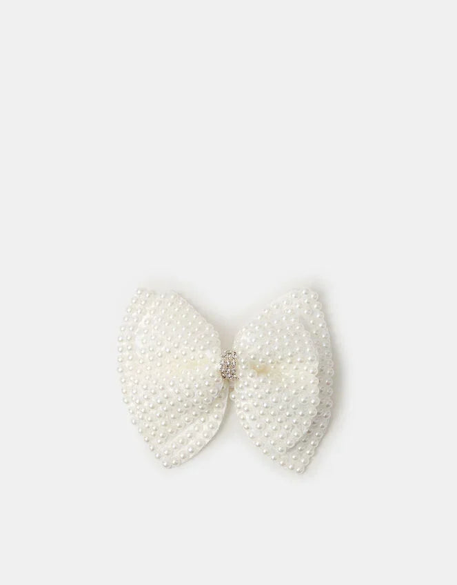 Girls Pearl Bow Hair Clip