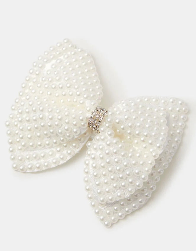 Girls Pearl Bow Hair Clip