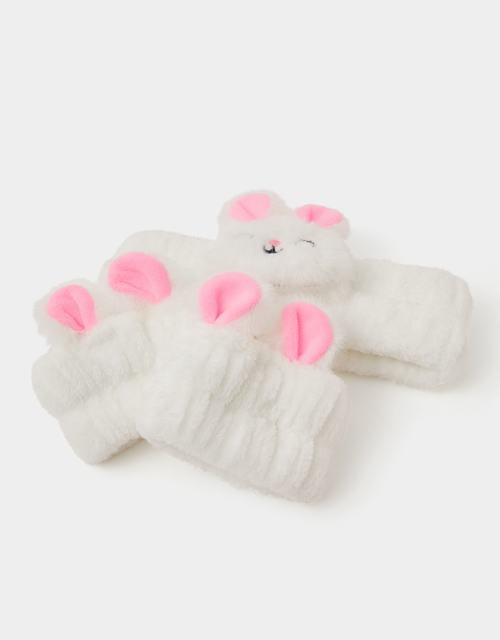 Girls Furry Bunny Wash Band Set
