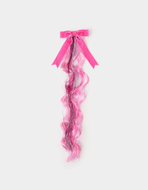 Girls Bow Tinsel Fake Hair Clip
