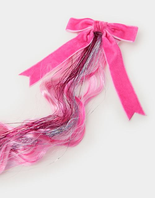 Girls Bow Tinsel Fake Hair Clip