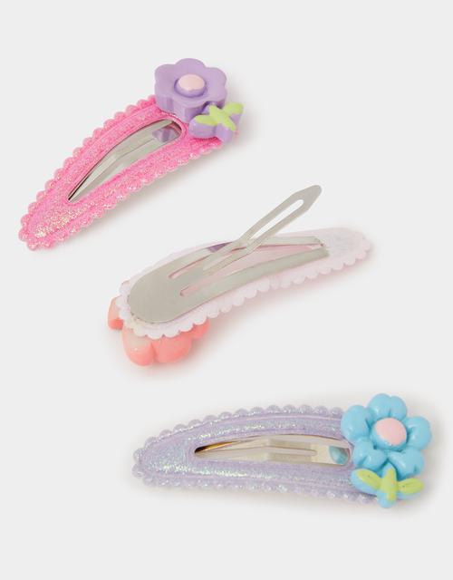 Girls Glitter Flower Hair Clips