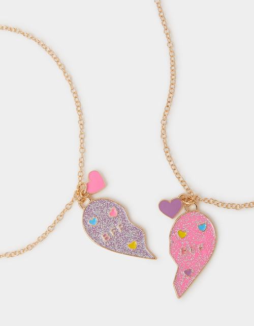 2-Pack Girls BFF Heart Friendship Necklaces