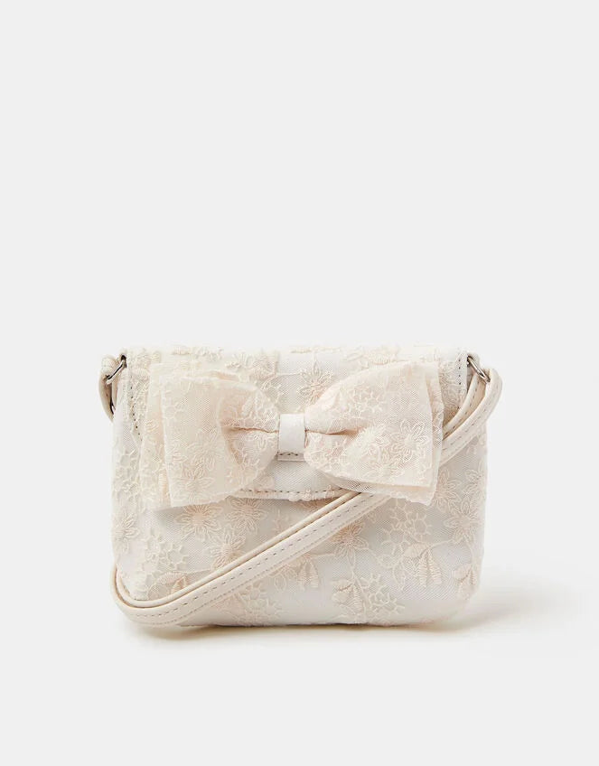 Girls Floral Lace Bow Bag