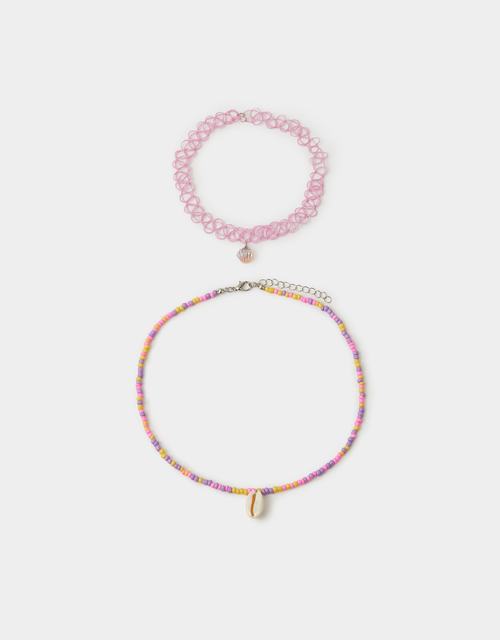 Girls Shell Necklace & Choker Set