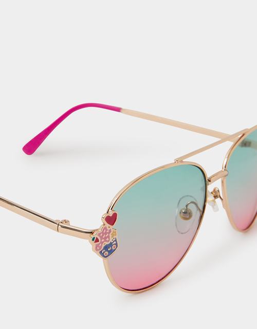Girls Cupcake Metal Aviator Sunglasses