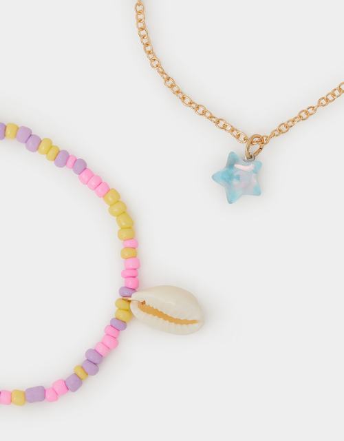 2-Pack Girls Beaded Charm Anklets