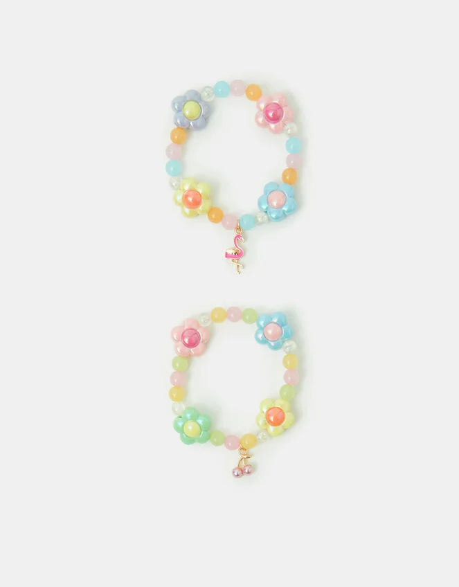 2-Pack Girls Flower Bead Bracelets
