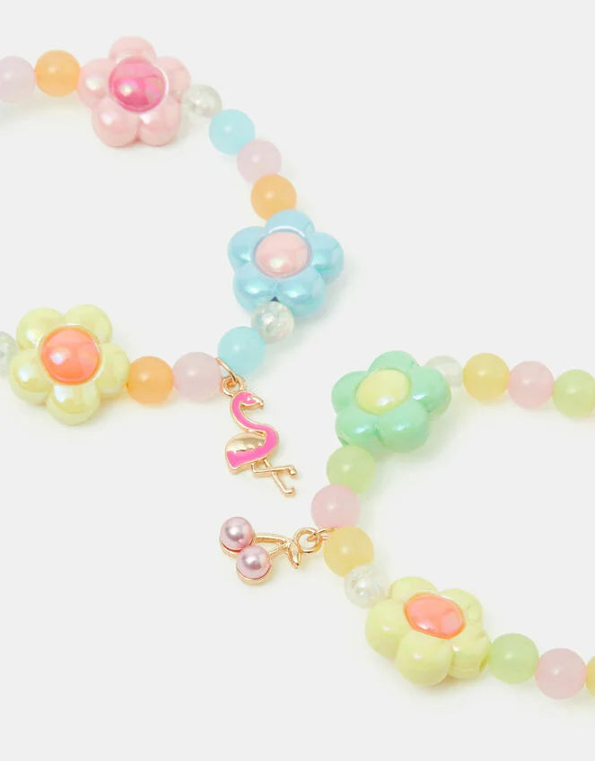 2-Pack Girls Flower Bead Bracelets
