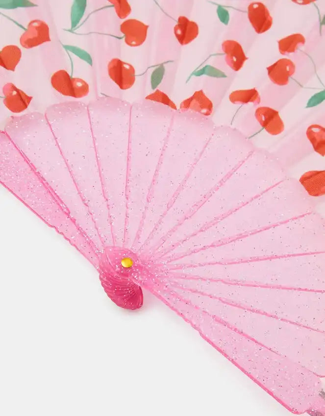 Girls Cherry Print Foldable Fan