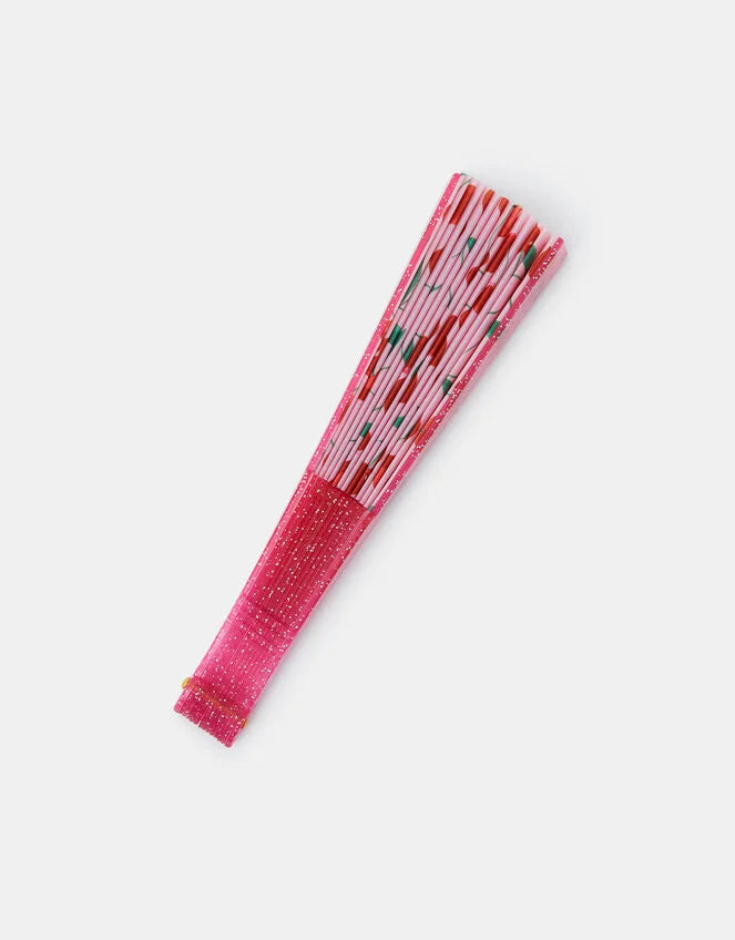 Girls Cherry Print Foldable Fan