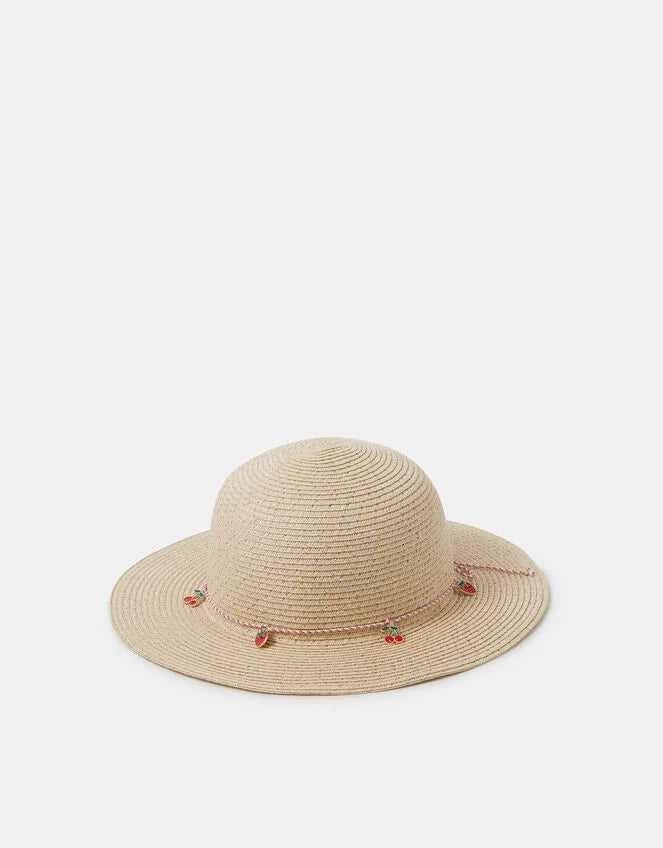 Cherry Charm Floppy Hat Natural