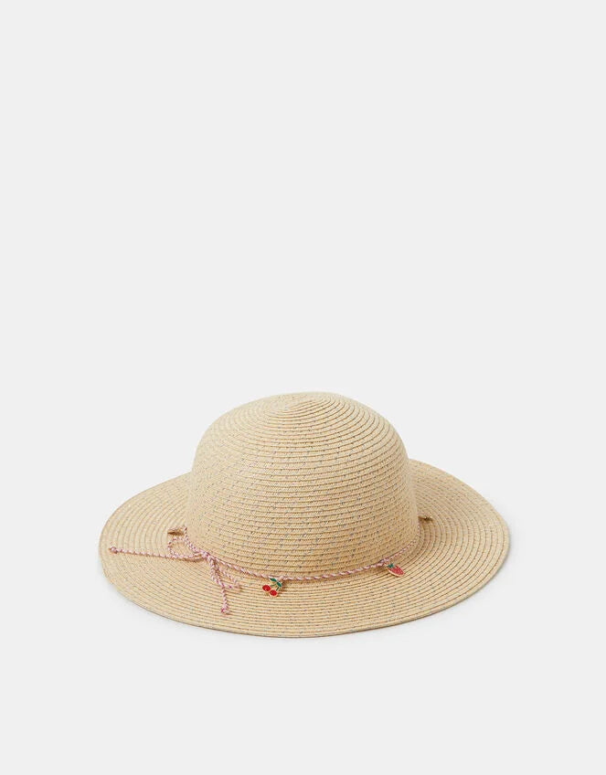 Cherry Charm Floppy Hat Natural