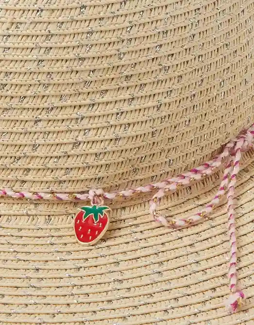 Cherry Charm Floppy Hat Natural