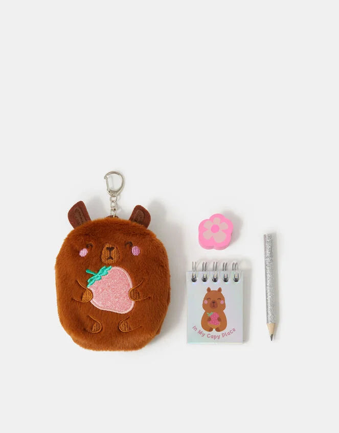 Girls Capybara Stationery Set Bag Charm