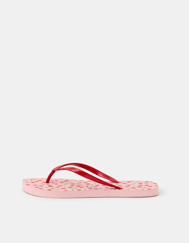 Cherry Print Flip Flops Pink