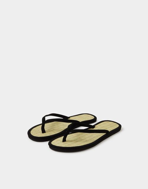 Plain Seagrass Flip Flops Black