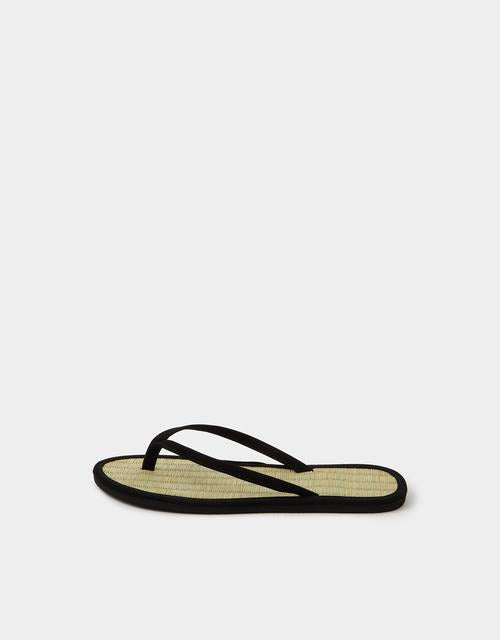 Plain Seagrass Flip Flops Black