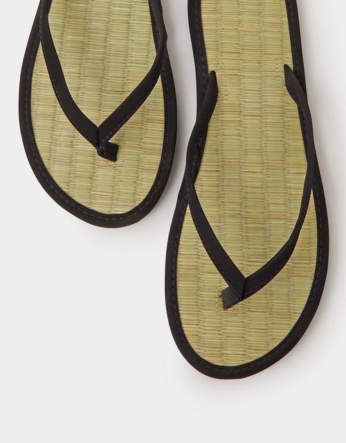 Plain Seagrass Flip Flops Black