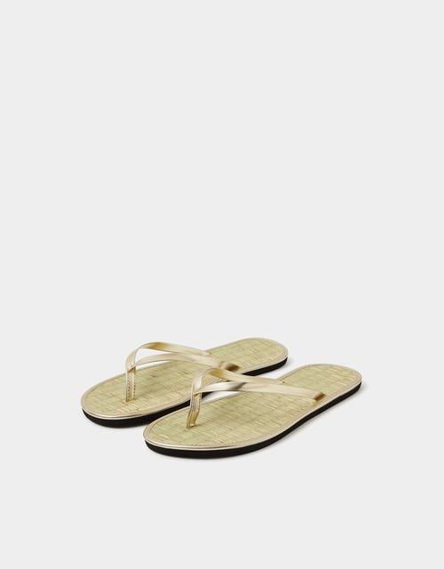 Plain Seagrass Flip Flops Gold