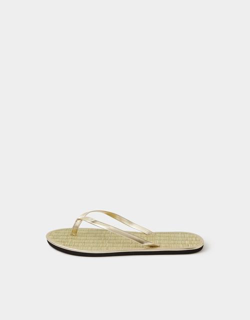 Plain Seagrass Flip Flops Gold