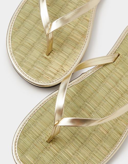 Plain Seagrass Flip Flops Gold