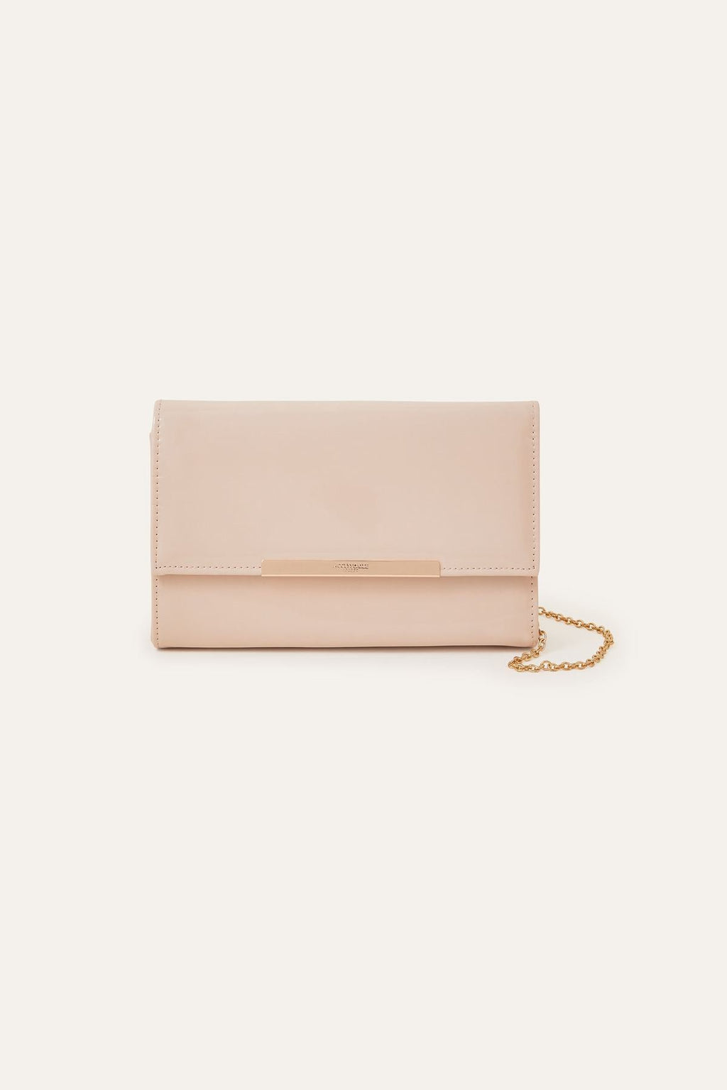 Patent Clutch Bag Nude