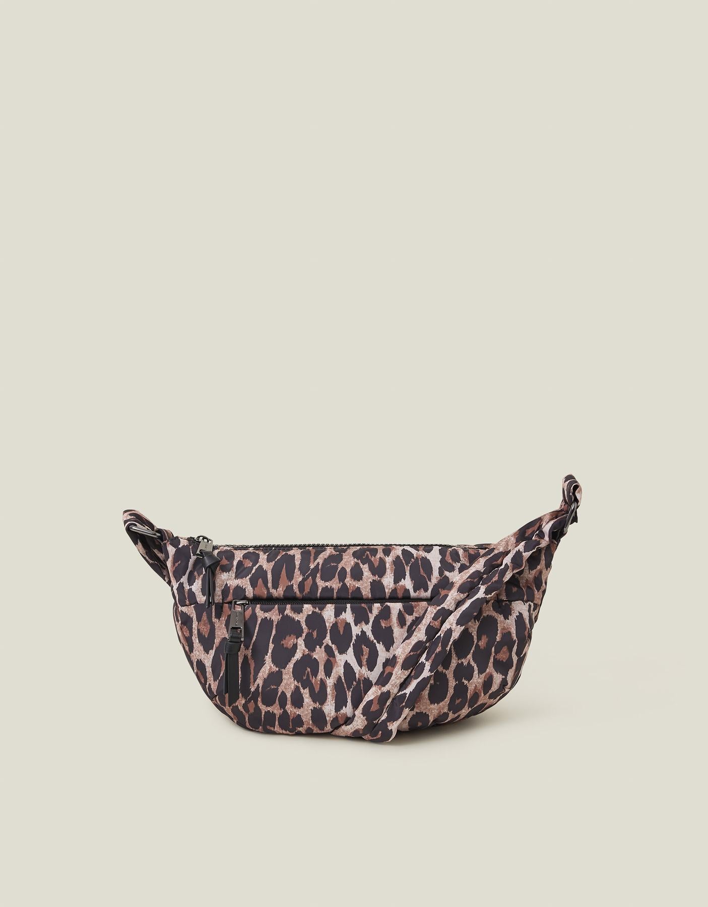 Leopard Print Nylon Sling Cross Body Bag