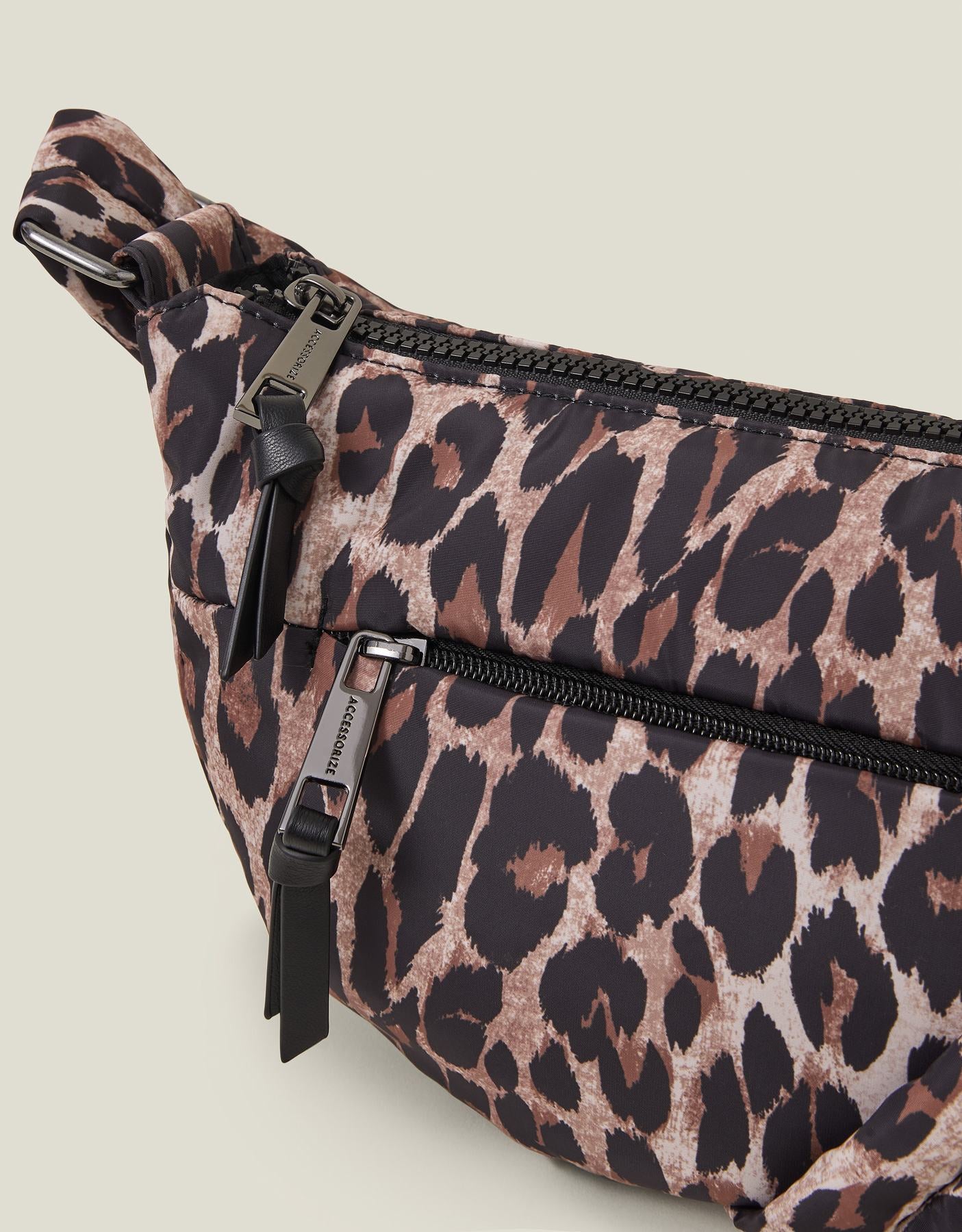 Leopard Print Nylon Sling Cross Body Bag