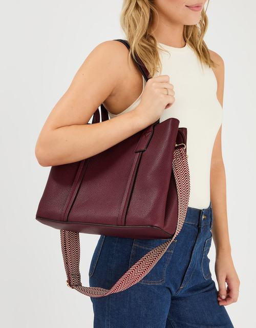 Webbing Strap Faux Leather Shoulder Bag