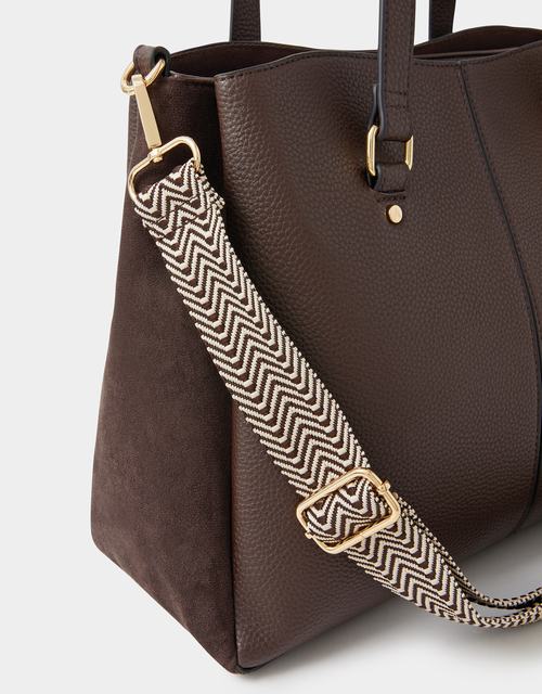 Webbing Strap Faux Leather Shoulder Bag