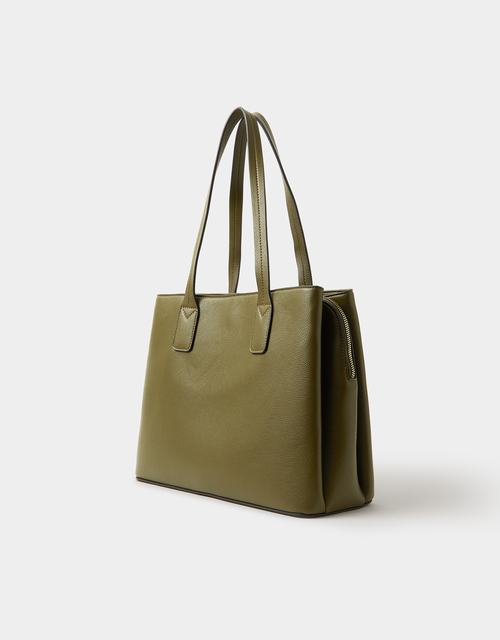 Webbing Strap Faux Leather Shoulder Bag Green