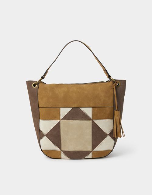 Patchwork Suedette Shoulder Bag